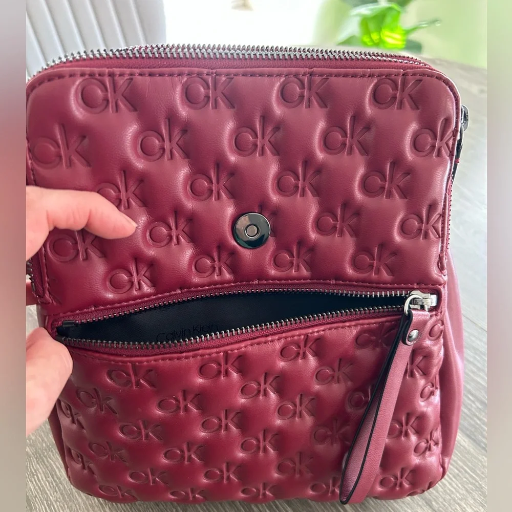 Calvin Klein Red Embossed Backpack - Picture 6 of 8